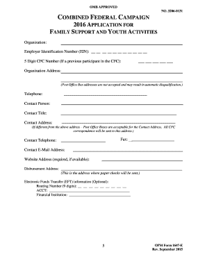 Combined Federal Campaign 2016 Application