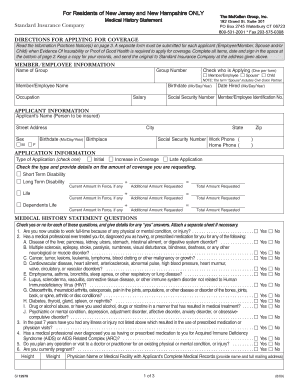 Medical History Statement Form