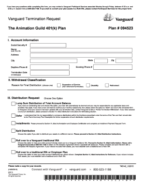 Vanguard Termination Request Form