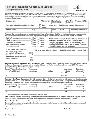 Sun Life Group Enrollment Form