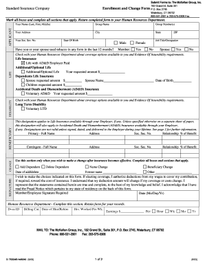 Standard Insurance Company Enrollment and Change Form