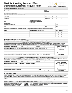 Flexible Spending Account Claim Reimbursement Form