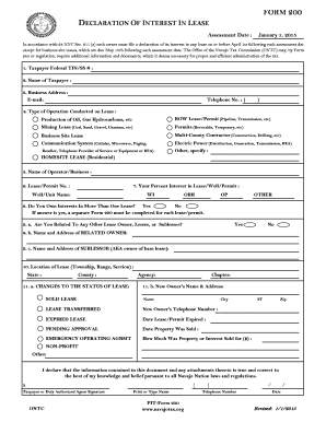 Declaration of Interest in Lease