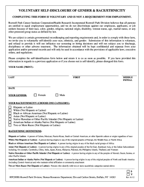 Voluntary Self-Disclosure of Gender and Race/Ethnicity Form