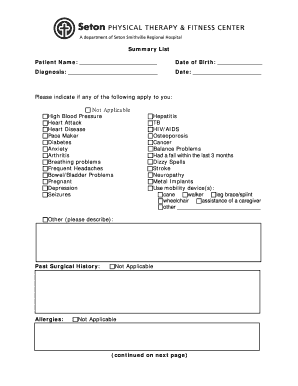 Patient Medical History Form