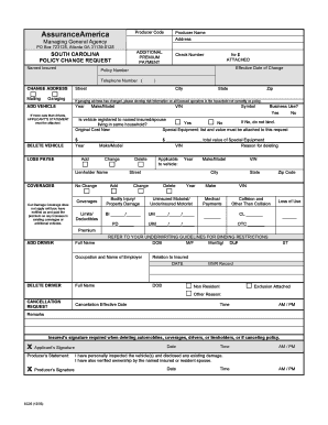 South Carolina Policy Change Request Form