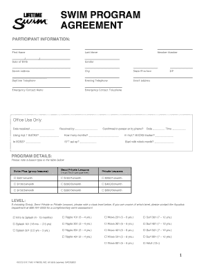 Swim Program Agreement
