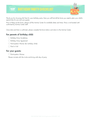 Birthday Party Agreement and Waiver