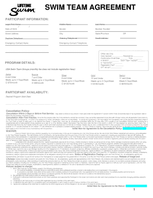 Swim Team Agreement