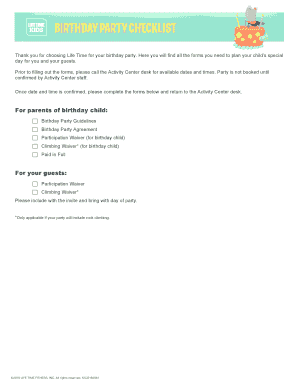 Birthday Party Agreement