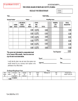 Mileage Voucher Summary Form
