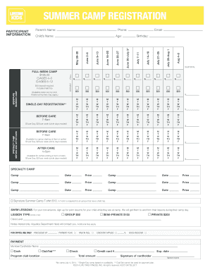 Summer Camp Registration Form