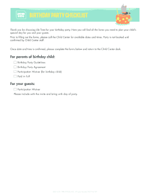 Birthday Party Agreement