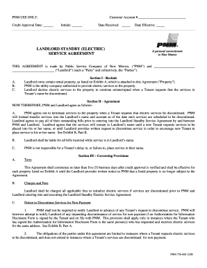 Landlord Standby Electric Service Agreement