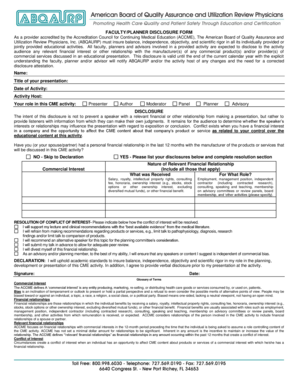 Faculty Planner Disclosure Form