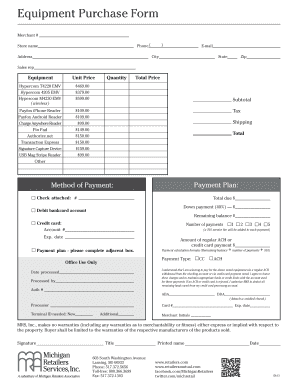 Equipment Purchase Form