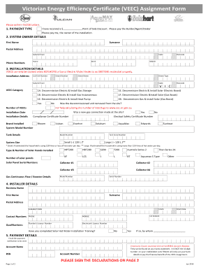 Victorian Energy Efficiency Certificate Assignment Form
