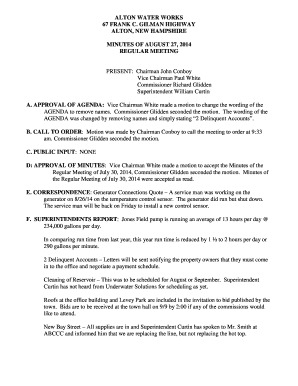 ALTON WATER WORKS 67 FRANK C GILMAN HIGHWAY ALTON NEW