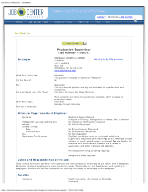 Production Supervisor Job Number 1106931 Employer - forest mtu