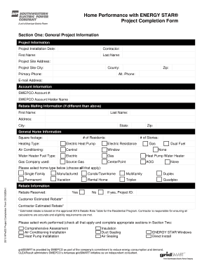 Home Performance with ENERGY STAR Project Completion Form