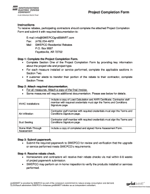 SWEPCO Project Completion Form