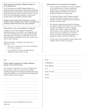 Child Nutrition and WIC Reauthorization Act Postcard