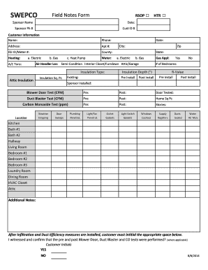 SWEPCO Field Notes Form