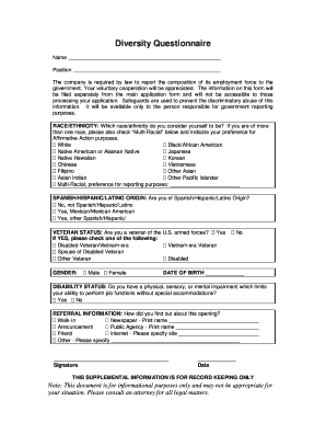 Diversity Questionnaire