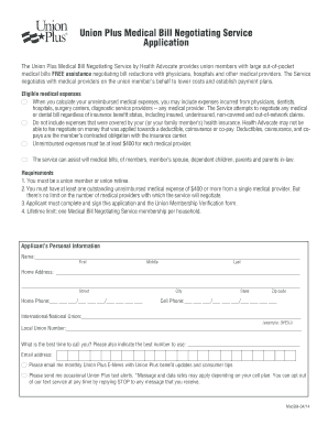 Union Plus Medical Bill Negotiating Service Application