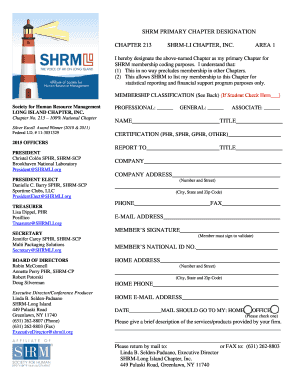 SHRM Primary Chapter Designation Form