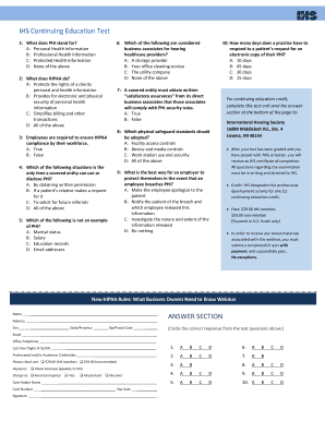 HIPAA Continuing Education Test