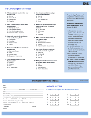 Business Plan Strategies Webinar Test