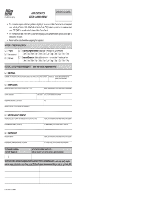 California Motor Carrier Permit Application