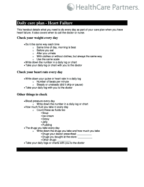 Daily Care Plan for Heart Failure