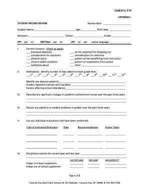 Student Record Review Form