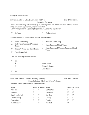 Equity in Athletics 2008 Form