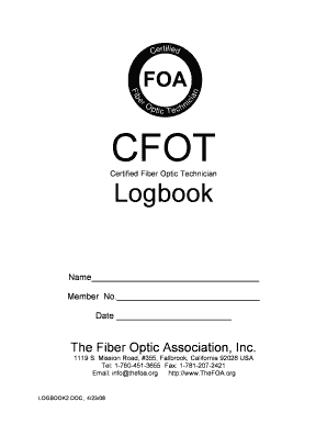 Certified Fiber Optic Technician Logbook
