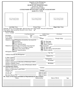 Philippines Citizenship Retention and Re-Acquisition Application