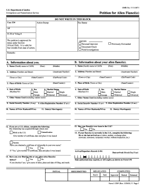 US Fiancé(e) Visa Petition Form I-129F