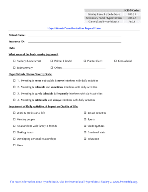 Hyperhidrosis Preauthorization Request Form