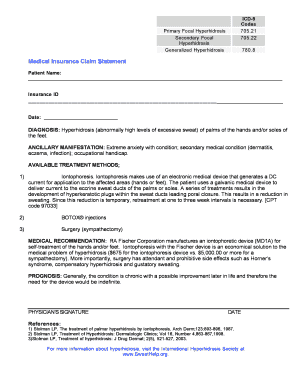 Medical Insurance Claim for Hyperhidrosis Treatment
