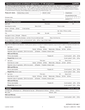 Humana employee enrollment application51-99 employees ILLINOIS