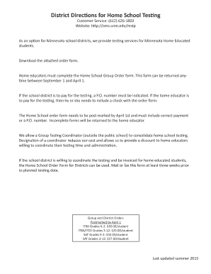 Minnesota Home School Group Order Form