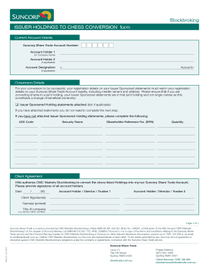 Suncorp Share Trade Issuer Holdings Conversion Form