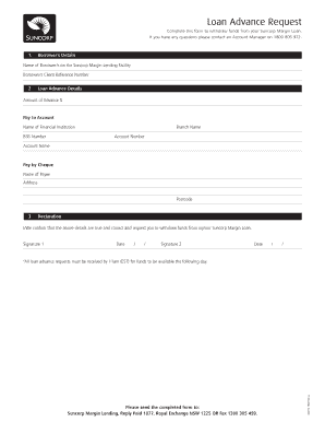 Suncorp Margin Loan Advance Request