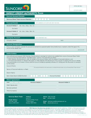 Direct Credit Authority Form