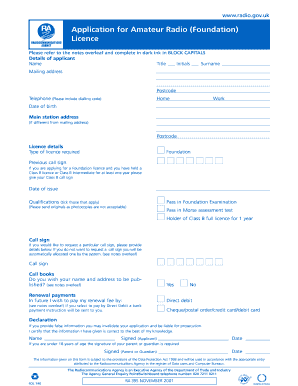 Amateur Radio Foundation Licence Application