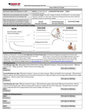 Postsecondary Plan Template