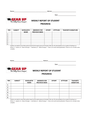 Weekly Student Progress Report