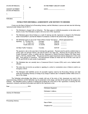 Indiana Infraction Deferral Agreement